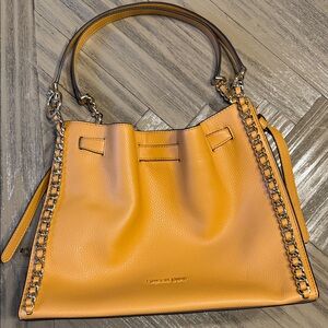 Michael Kors Mustard Leather Chain-Trim Shoulder Bag